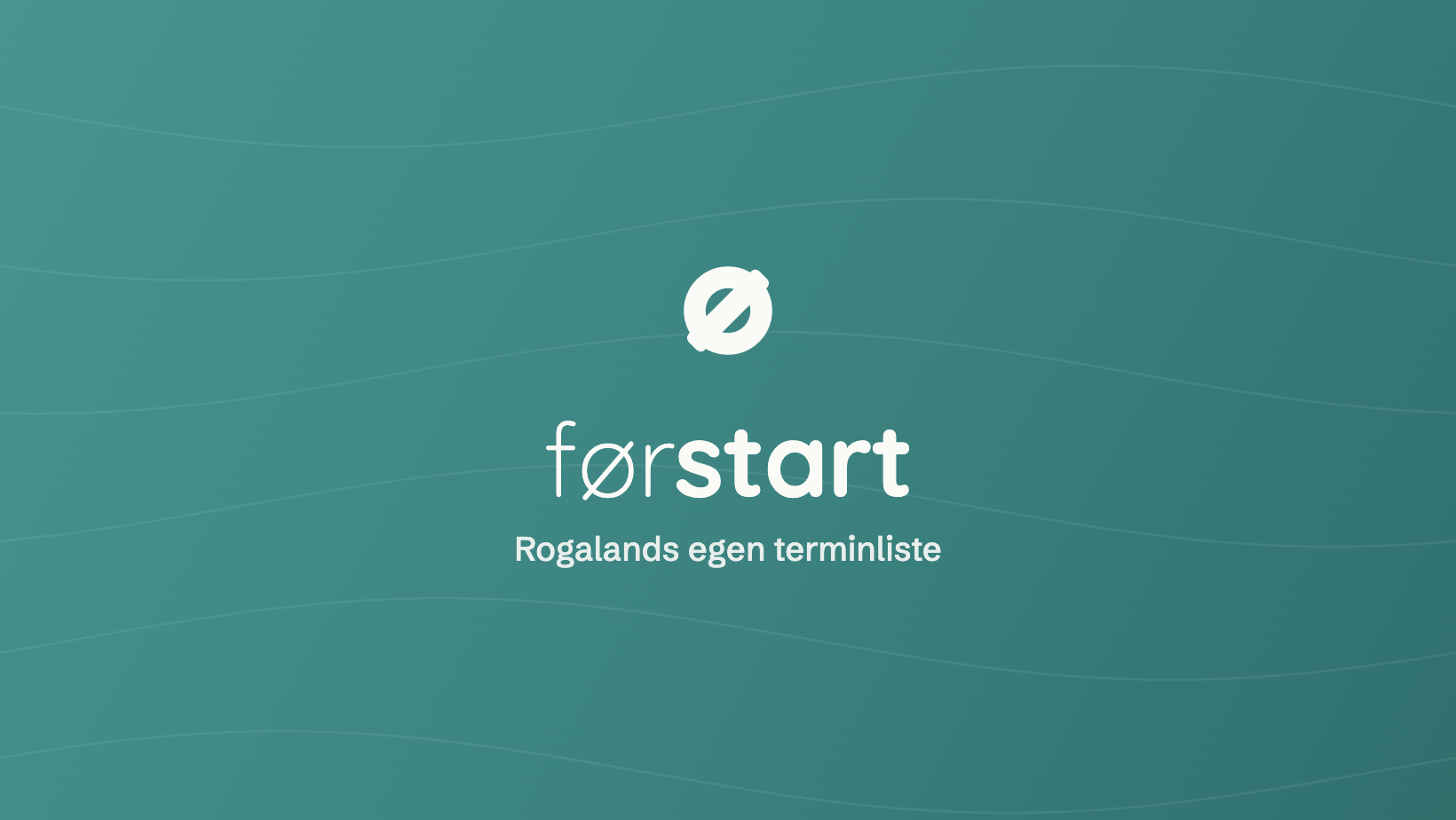 Førstart-logo og teksten Rogalands egen terminliste på turkis bakgrunn